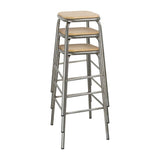 DE479 Bolero Galvanised Steel High Stools with Wooden Seatpad (Pack of 4) JD Catering Equipment Solutions Ltd