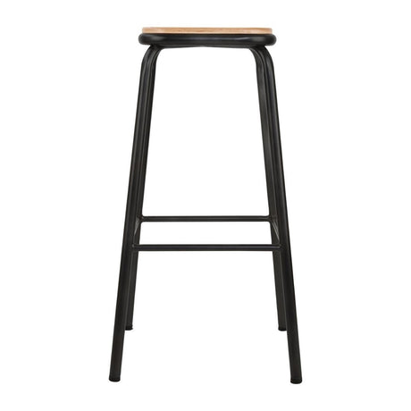 DE482 Bolero Cantina High Stools with Wooden Seat Pad Black (Pack of 4) JD Catering Equipment Solutions Ltd