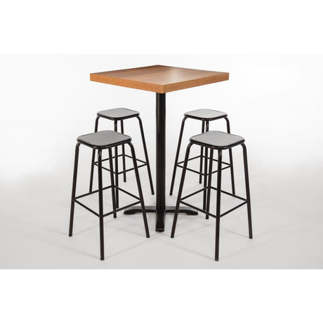 DE482 Bolero Cantina High Stools with Wooden Seat Pad Black (Pack of 4) JD Catering Equipment Solutions Ltd