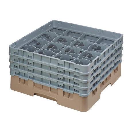 DE784 Cambro Camrack Beige 16 Compartments Max Glass Height 215mm JD Catering Equipment Solutions Ltd