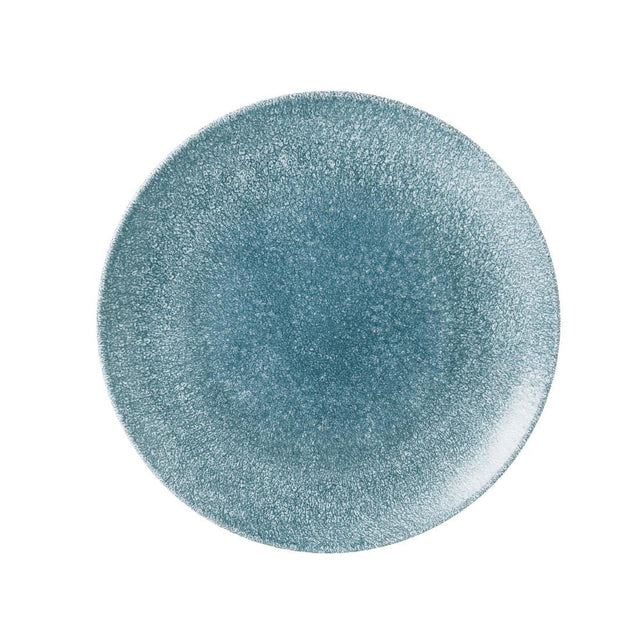 DE882 Churchill Studio Prints Raku Large Round Coupe Plate Topaz Blue 288mm JD Catering Equipment Solutions Ltd