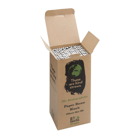 DE926 Fiesta Green Compostable Paper Straws Black (Pack of 250) JD Catering Equipment Solutions Ltd