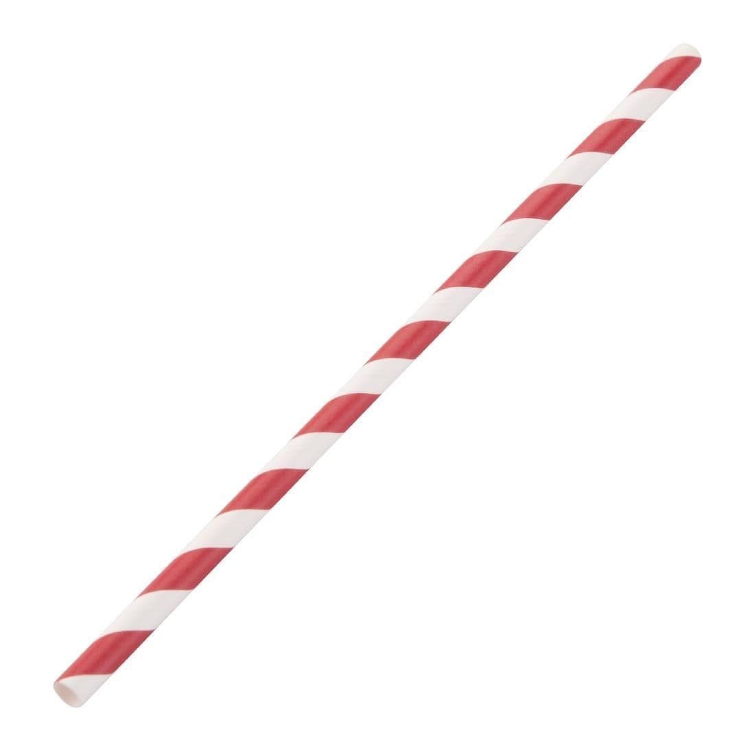 DE927 Fiesta Green Compostable Paper Straws Red Stripes (Pack of 250) JD Catering Equipment Solutions Ltd