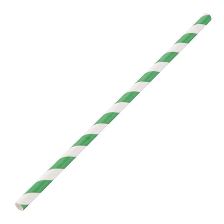 DE928 Fiesta Green Compostable Paper Straws Green Stripes (Pack of 250) JD Catering Equipment Solutions Ltd