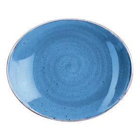 DF775 Churchill Stonecast Oval Plate Cornflower Blue 197 x 160mm (Pack of 12) - JD Catering Equipment Solutions Ltd