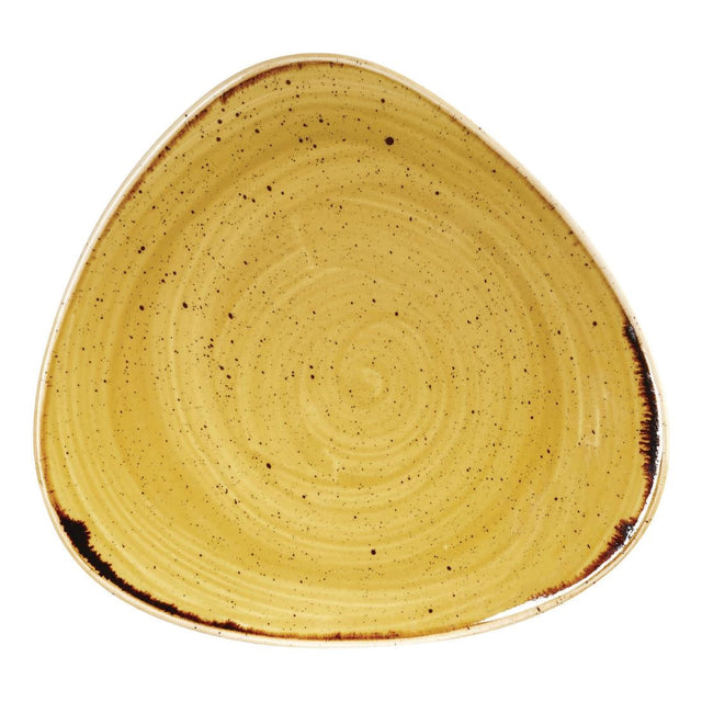 DF789 Churchill Stonecast Triangle Plate Mustard Seed Yellow 229mm (Pack of 12) JD Catering Equipment Solutions Ltd