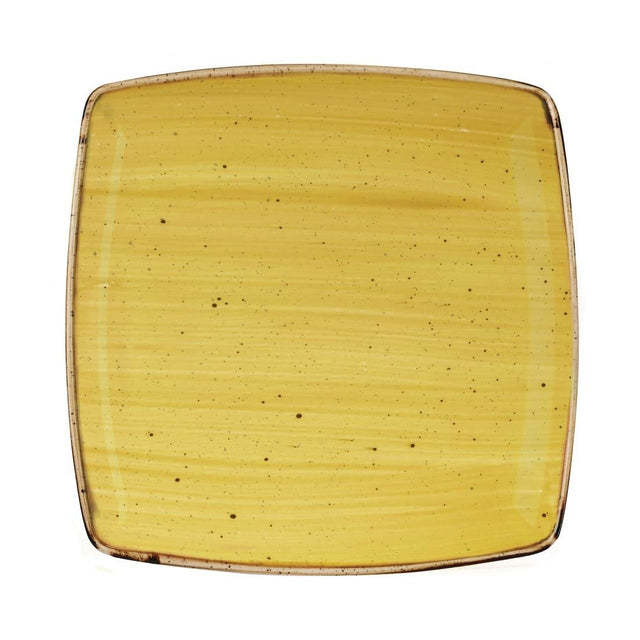 DF793 Churchill Stonecast Deep Square Plate Mustard Seed Yellow 260mm (Pack of 6) JD Catering Equipment Solutions Ltd