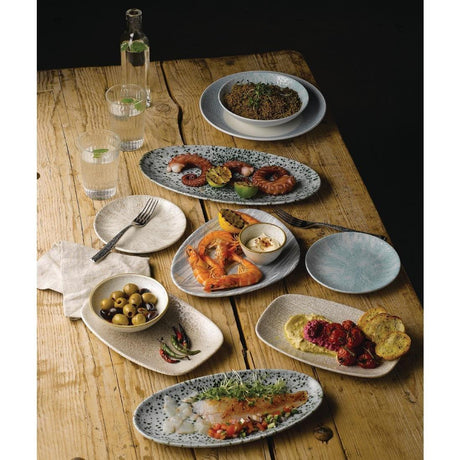 DF903 Churchill Raku Oblong Chef Plates Agate Grey 157 x 237mm (Pack of 12) - JD Catering Equipment Solutions Ltd