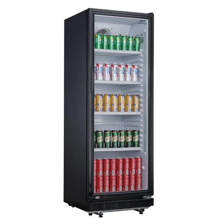 DG280 Nisbets Essentials Upright Display Fridge Black 346Ltr - JD Catering Equipment Solutions Ltd