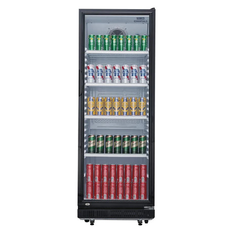 DG280 Nisbets Essentials Upright Display Fridge Black 346Ltr - JD Catering Equipment Solutions Ltd