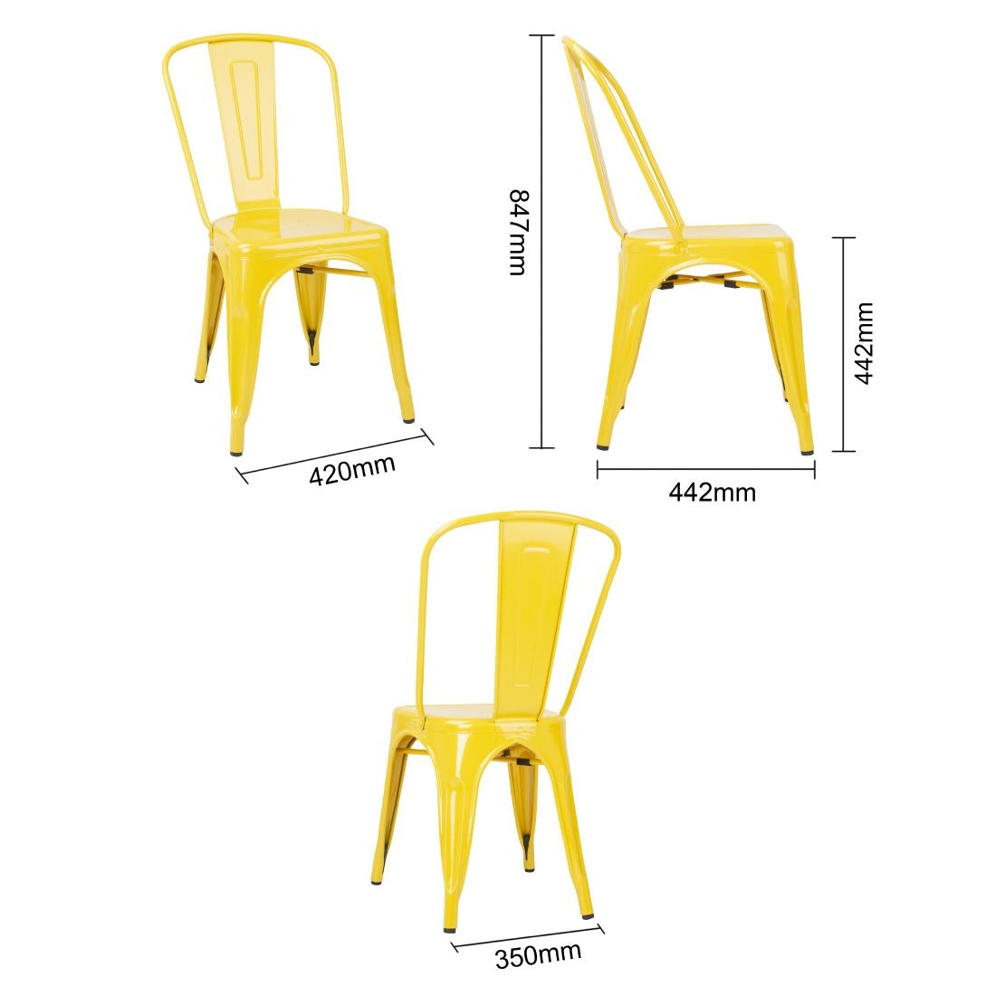 DK292 Bolero Bistro Steel Side Chairs Yellow (Pack of 4) JD Catering Equipment Solutions Ltd