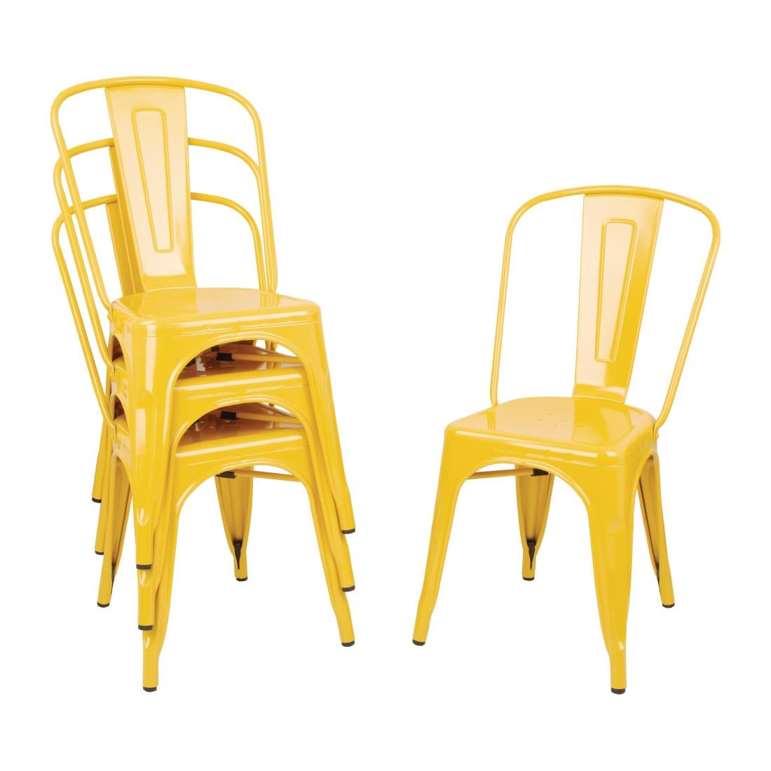 DK292 Bolero Bistro Steel Side Chairs Yellow (Pack of 4) JD Catering Equipment Solutions Ltd