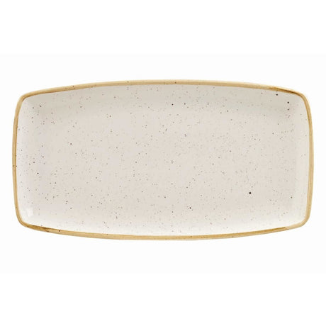 DK527 Churchill Stonecast Rectangular Plate Barley White 350 x 185mm JD Catering Equipment Solutions Ltd