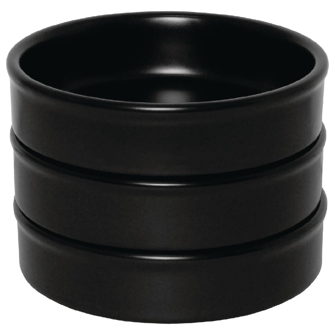 DK832 Olympia Mediterranean Stackable Dishes Black 102mm (Pack of 6) JD Catering Equipment Solutions Ltd