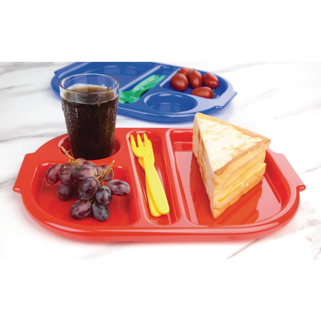 DL126 Kristallon Small Polycarbonate Compartment Food Trays Red 322mm JD Catering Equipment Solutions Ltd