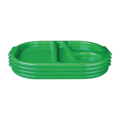 DL128 Kristallon Small Polycarbonate Compartment Food Trays Green 322mm - JD Catering Equipment Solutions Ltd