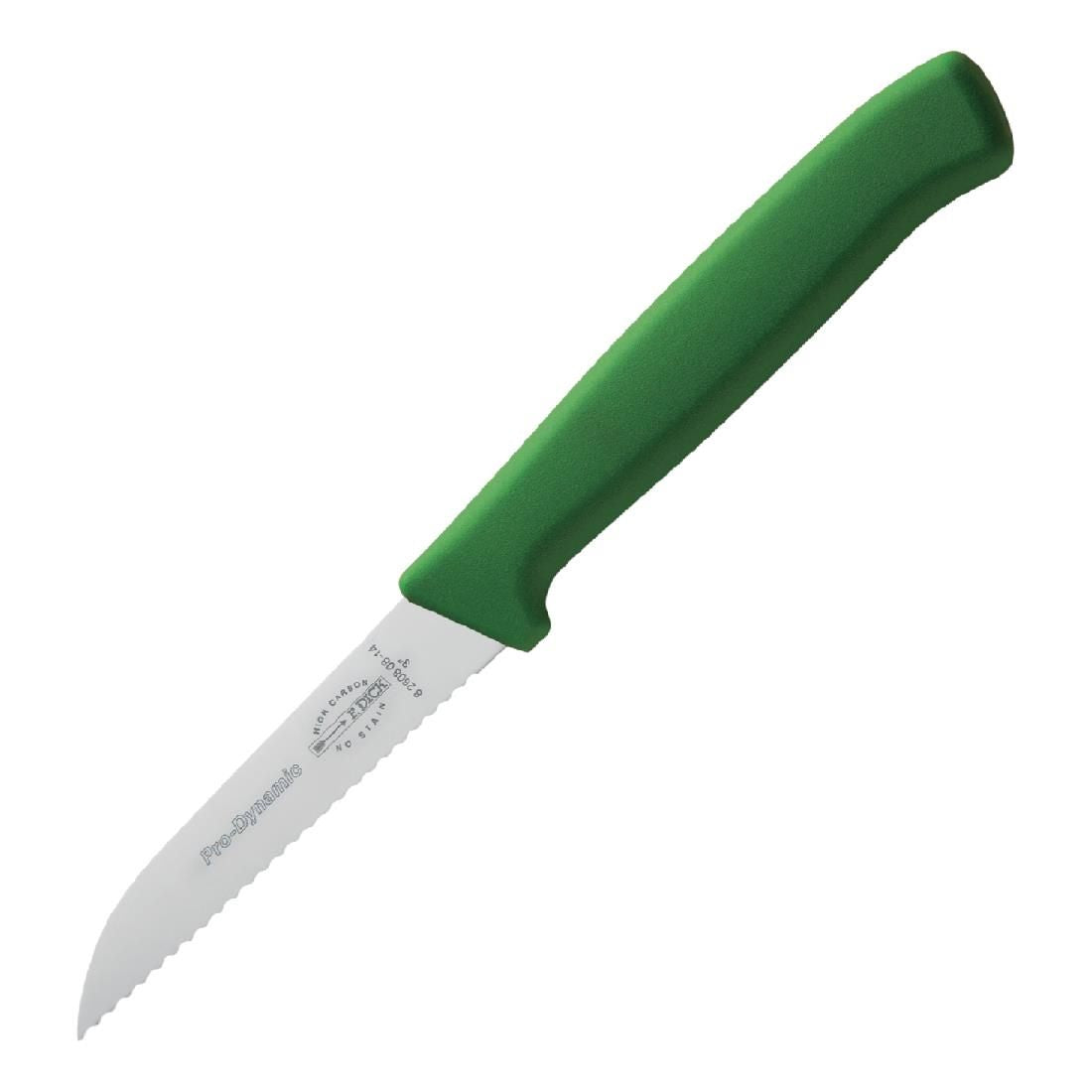 DL364 Dick Pro Dynamic HACCP Serrated Utility Knife Green 7.5cm JD Catering Equipment Solutions Ltd