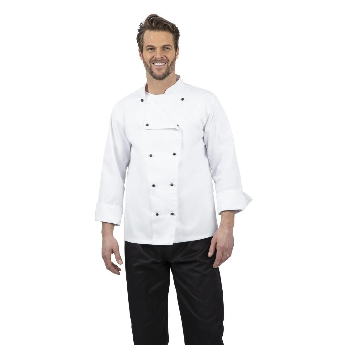 DL710-L Whites Chicago Unisex Chefs Jacket Long Sleeve L JD Catering Equipment Solutions Ltd