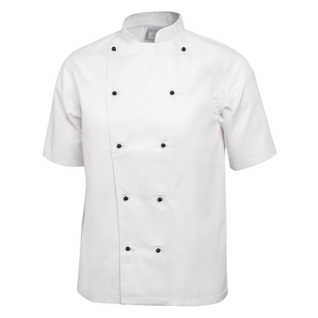 DL711-M Whites Chicago Unisex Chefs Jacket Short Sleeve White M JD Catering Equipment Solutions Ltd