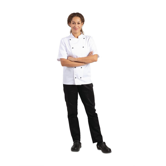 DL711-M Whites Chicago Unisex Chefs Jacket Short Sleeve White M JD Catering Equipment Solutions Ltd