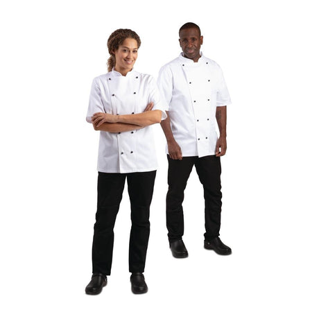 DL711-M Whites Chicago Unisex Chefs Jacket Short Sleeve White M JD Catering Equipment Solutions Ltd