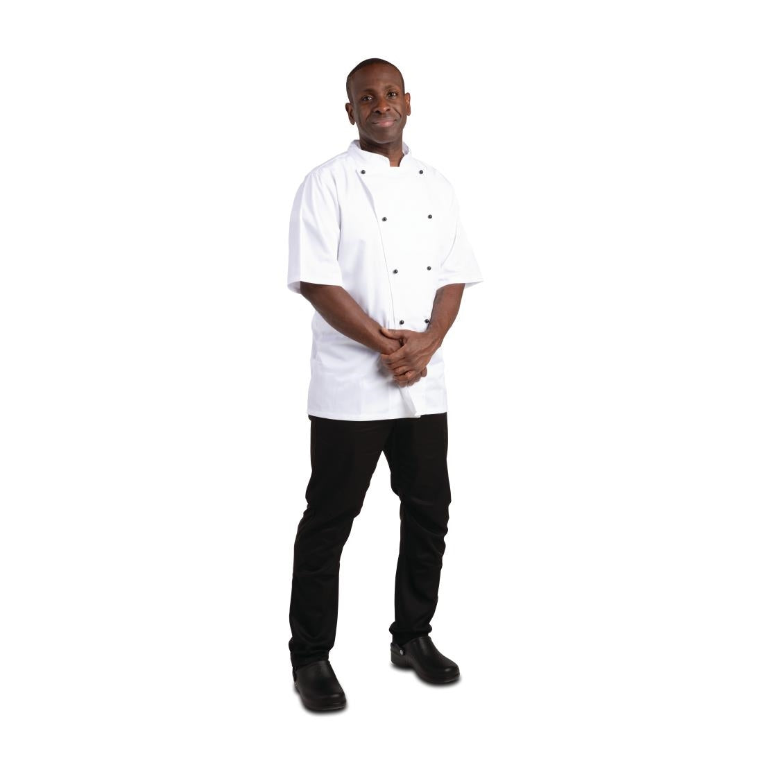 DL711-M Whites Chicago Unisex Chefs Jacket Short Sleeve White M JD Catering Equipment Solutions Ltd