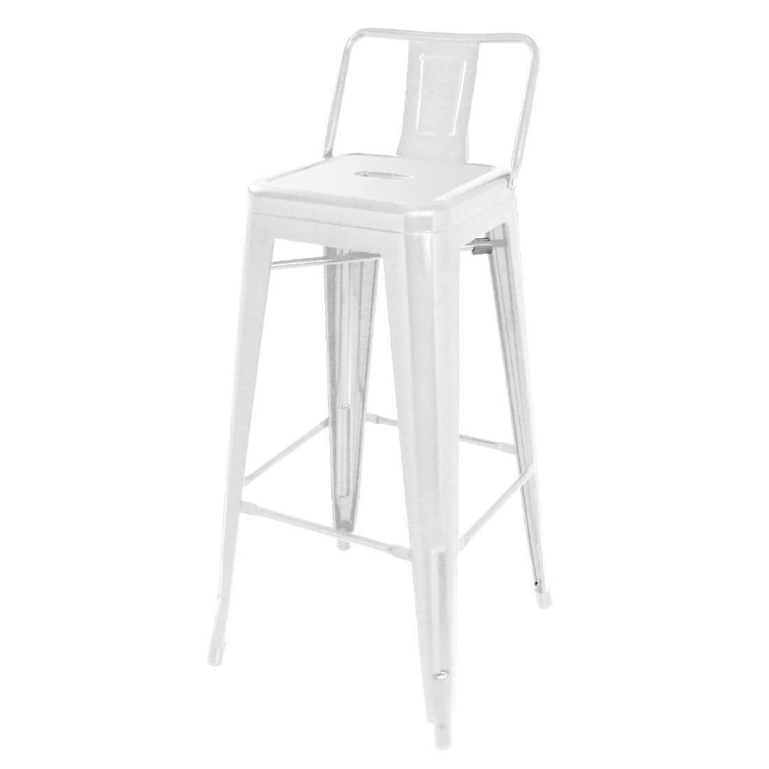 DL890 Bolero Bistro Steel High Stool With Backrest White (Pack of 4) JD Catering Equipment Solutions Ltd