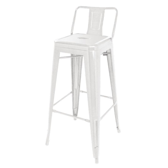 DL890 Bolero Bistro Steel High Stool With Backrest White (Pack of 4) JD Catering Equipment Solutions Ltd