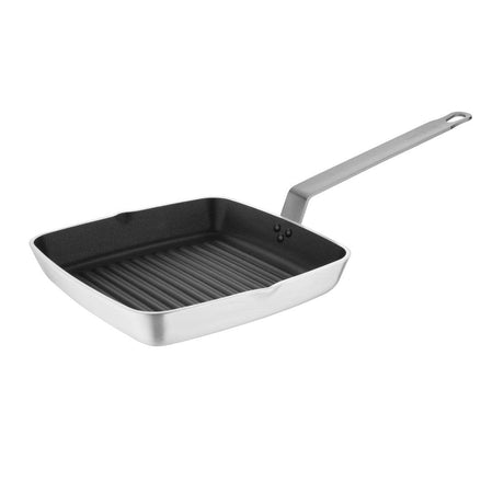 DL942 Vogue Square Non Stick Teflon Ribbed Skillet Pan 240mm JD Catering Equipment Solutions Ltd