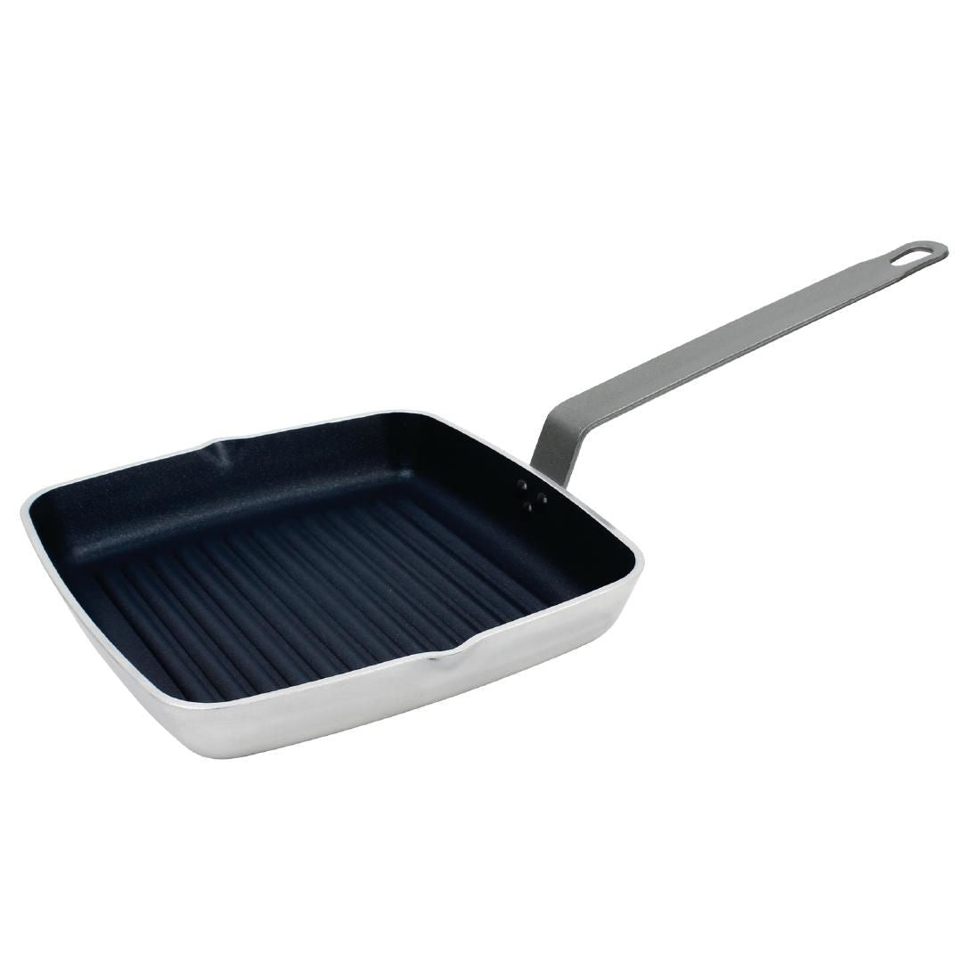 DL942 Vogue Square Non Stick Teflon Ribbed Skillet Pan 240mm JD Catering Equipment Solutions Ltd