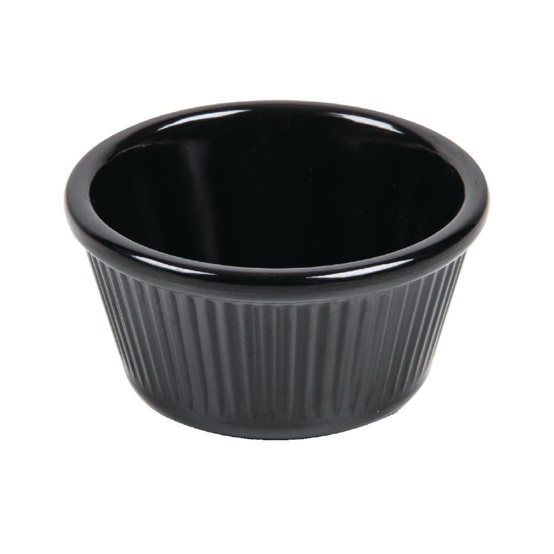 DM163 Kristallon Melamine Fluted Ramekins Black 70mm (Pack of 12) JD Catering Equipment Solutions Ltd