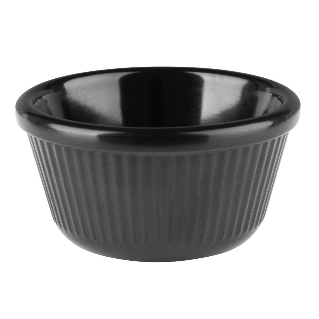 DM164 Kristallon Melamine Fluted Ramekins Black 76mm (Pack of 12) JD Catering Equipment Solutions Ltd