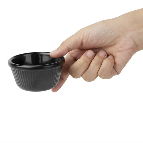 DM164 Kristallon Melamine Fluted Ramekins Black 76mm (Pack of 12) - JD Catering Equipment Solutions Ltd