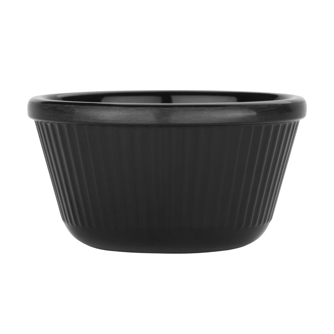 DM165 Kristallon Melamine Fluted Ramekins Black 89mm (Pack of 12) JD Catering Equipment Solutions Ltd