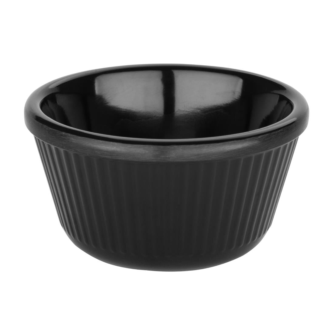 DM165 Kristallon Melamine Fluted Ramekins Black 89mm (Pack of 12) JD Catering Equipment Solutions Ltd