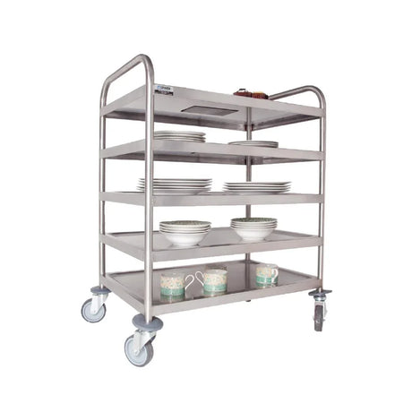 DM341 Craven 5 Tier General Purpose and Cleaning Trolley With Brakes - JD Catering Equipment Solutions Ltd