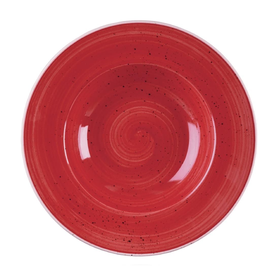 DM466 Churchill Stonecast Round Wide Rim Bowl Berry Red 280mm (Pack of 12) JD Catering Equipment Solutions Ltd