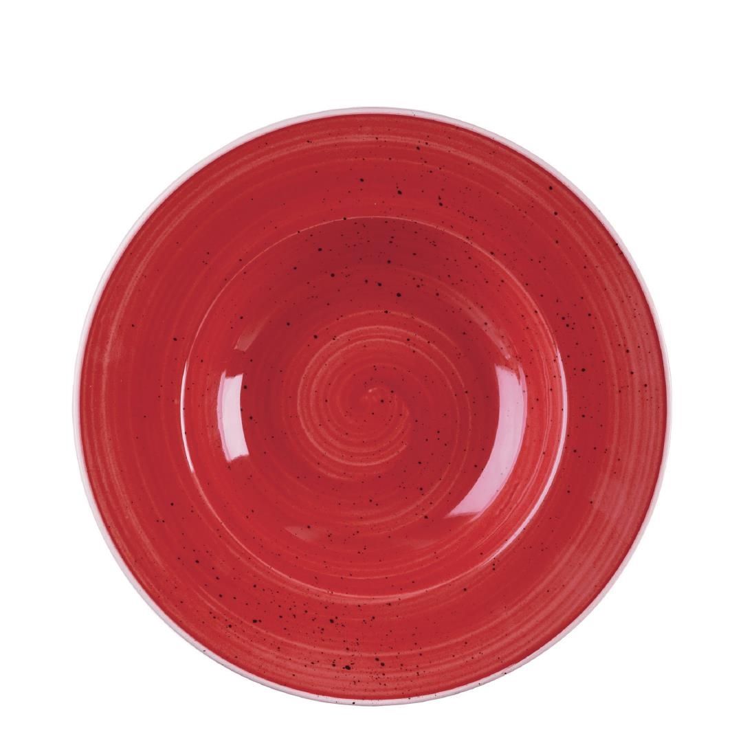 DM467 Churchill Stonecast Round Wide Rim Bowl Berry Red 240mm (Pack of 12) JD Catering Equipment Solutions Ltd