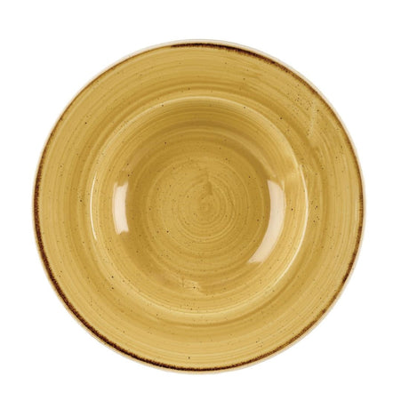 DM468 Churchill Stonecast Round Wide Rim Bowl Mustard Seed Yellow 280mm (Pack of 12) JD Catering Equipment Solutions Ltd