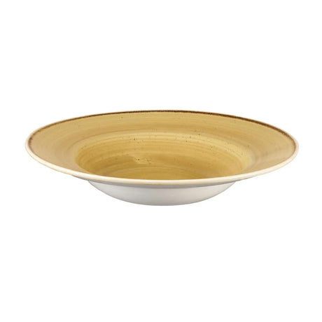 DM469 Churchill Stonecast Round Wide Rim Bowl Mustard Seed Yellow 240mm (Pack of 12) - JD Catering Equipment Solutions Ltd