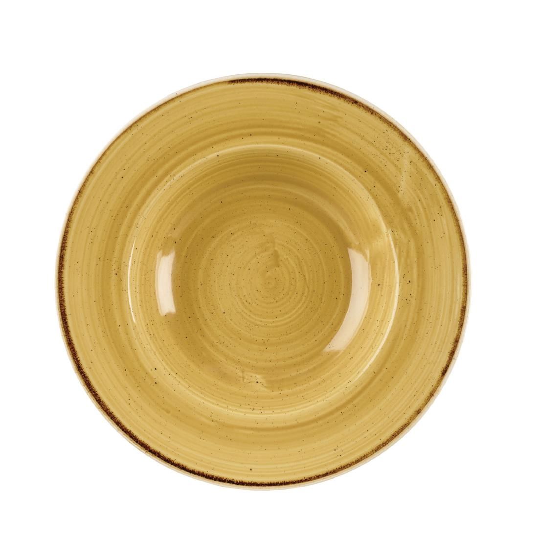 DM469 Churchill Stonecast Round Wide Rim Bowl Mustard Seed Yellow 240mm (Pack of 12) JD Catering Equipment Solutions Ltd