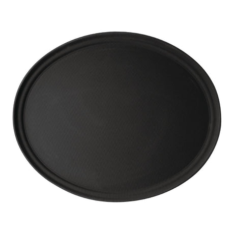 DM783 Cambro Camtread Large Fibreglass Oval Non-Slip Tray Black 600mm JD Catering Equipment Solutions Ltd