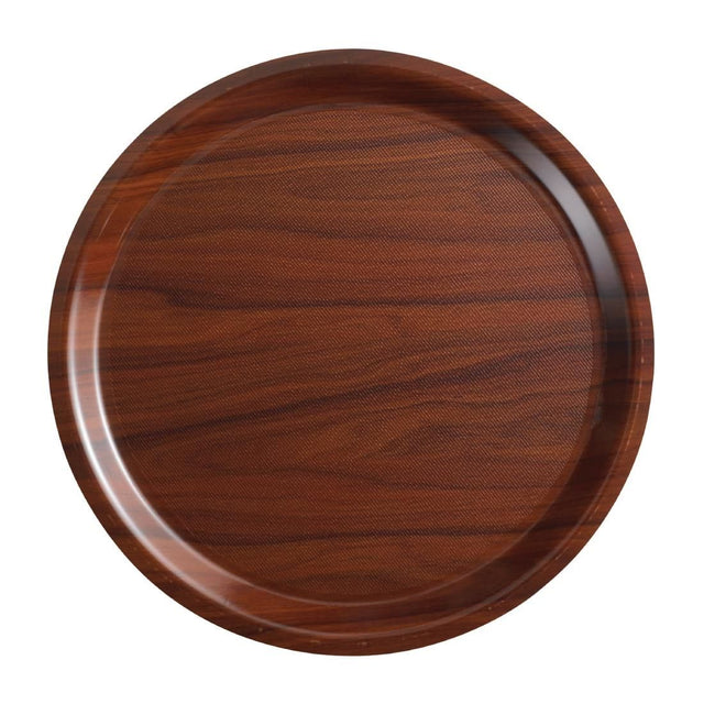 DM798 Cambro Mykonos Laminate Round Canteen Tray Walnut 380mm JD Catering Equipment Solutions Ltd