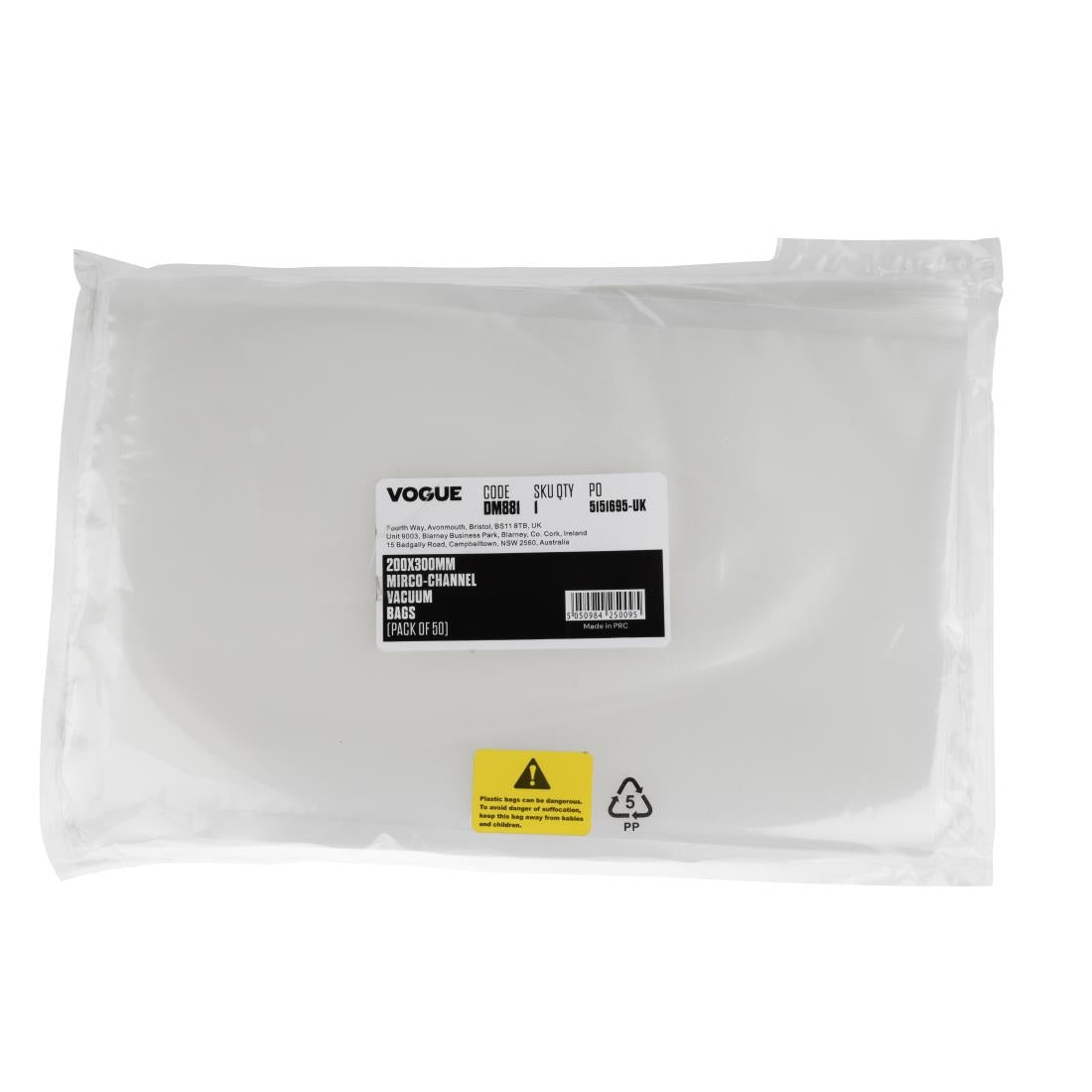 DM881 Vogue Vacuum Pack Bags 200 x 300mm (Pack of 50) JD Catering Equipment Solutions Ltd