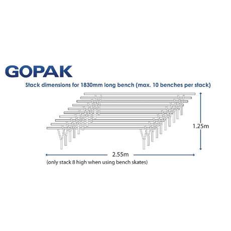 DM946 Gopak Contour Stacking Bench Blue 6ft JD Catering Equipment Solutions Ltd