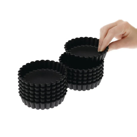 DN955 Matfer Bourgeat Exoglass Round Fluted Tartlet Mould 100mm (Pack of 12) - JD Catering Equipment Solutions Ltd