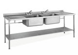 Parry Sink Unit Self Assembly Double Bowl Double Drainer SINK1860DBDDFP 600mm deep - JD Catering Equipment Solutions Ltd