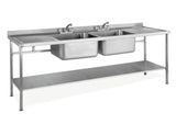 Parry Sink Unit Self Assembly Double Bowl Double Drainer SINK1870DBDDFP 700mm deep - JD Catering Equipment Solutions Ltd