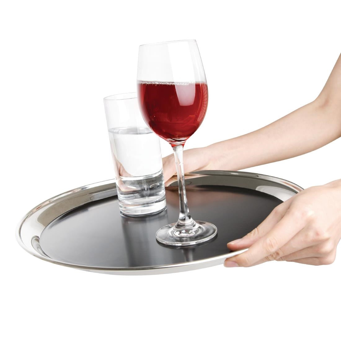 DP207 Olympia Stainless Steel Round Non-Slip Bar Tray 305mm JD Catering Equipment Solutions Ltd