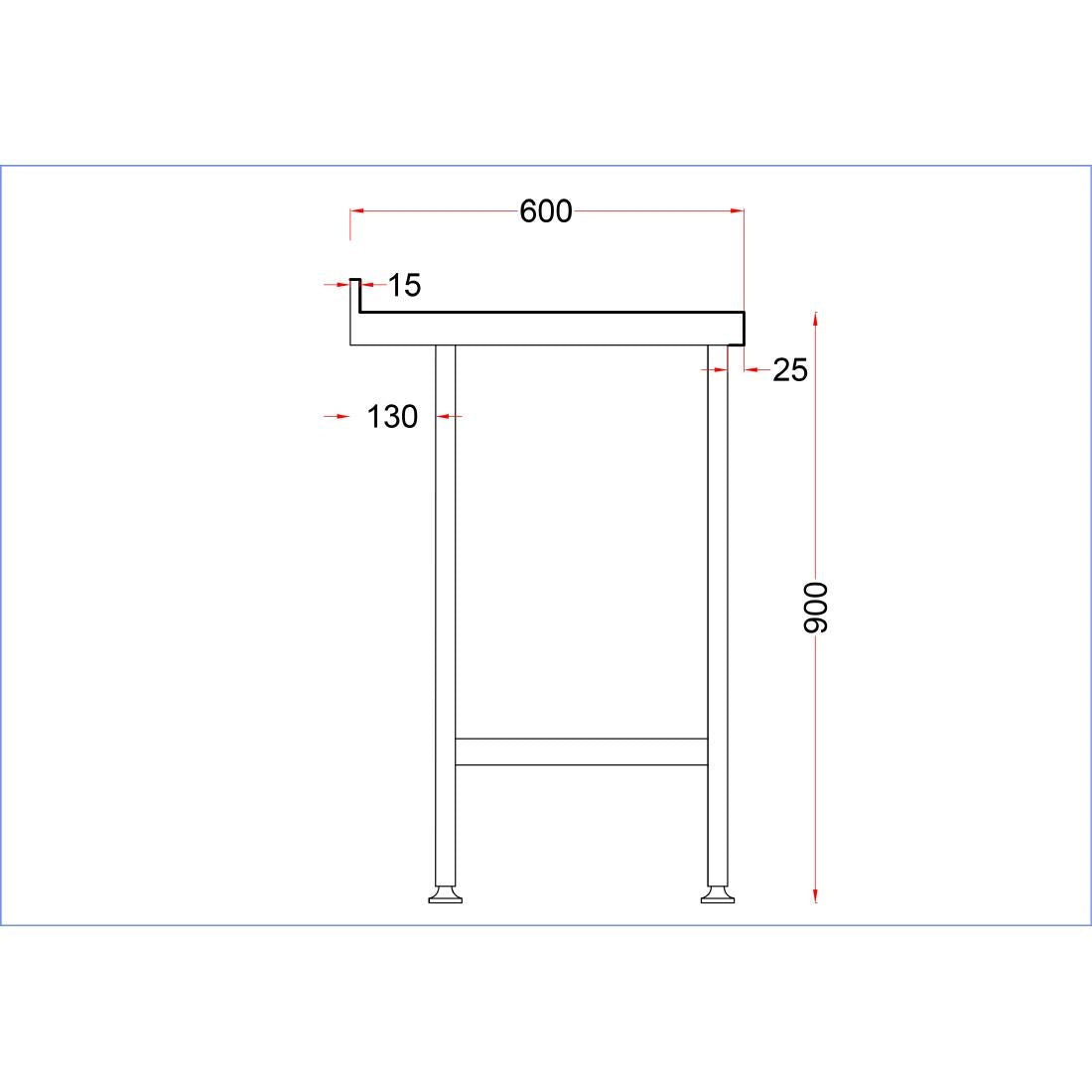 DR020 Holmes Stainless Steel Wall Table with Upstand 600mm JD Catering Equipment Solutions Ltd